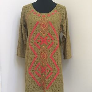Uncle Frank Size L Green Lace Embroidered Dress